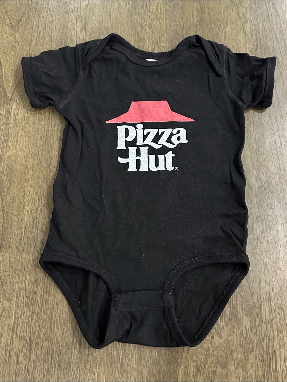 Black and Red Pizza Hut Logo Baby One-Piece Size 18 Months